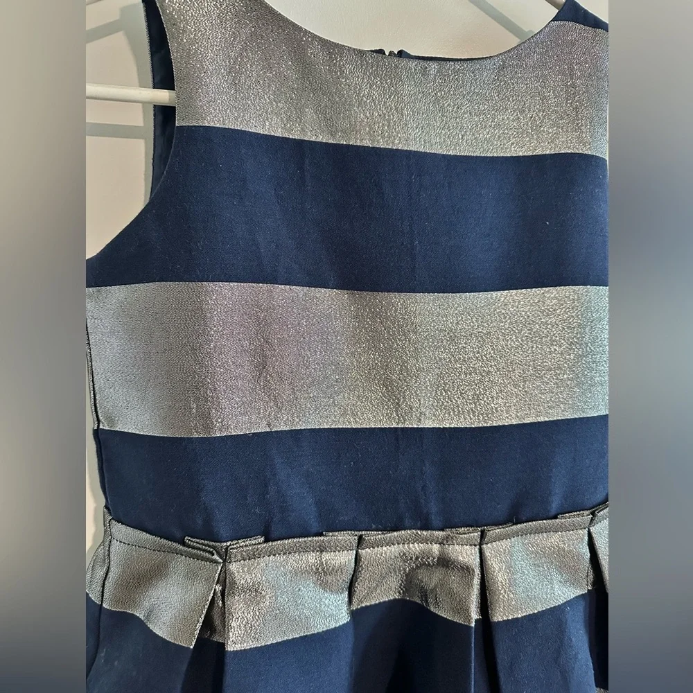Lands' End silver and blue striped glitter holiday dress size‎ 12